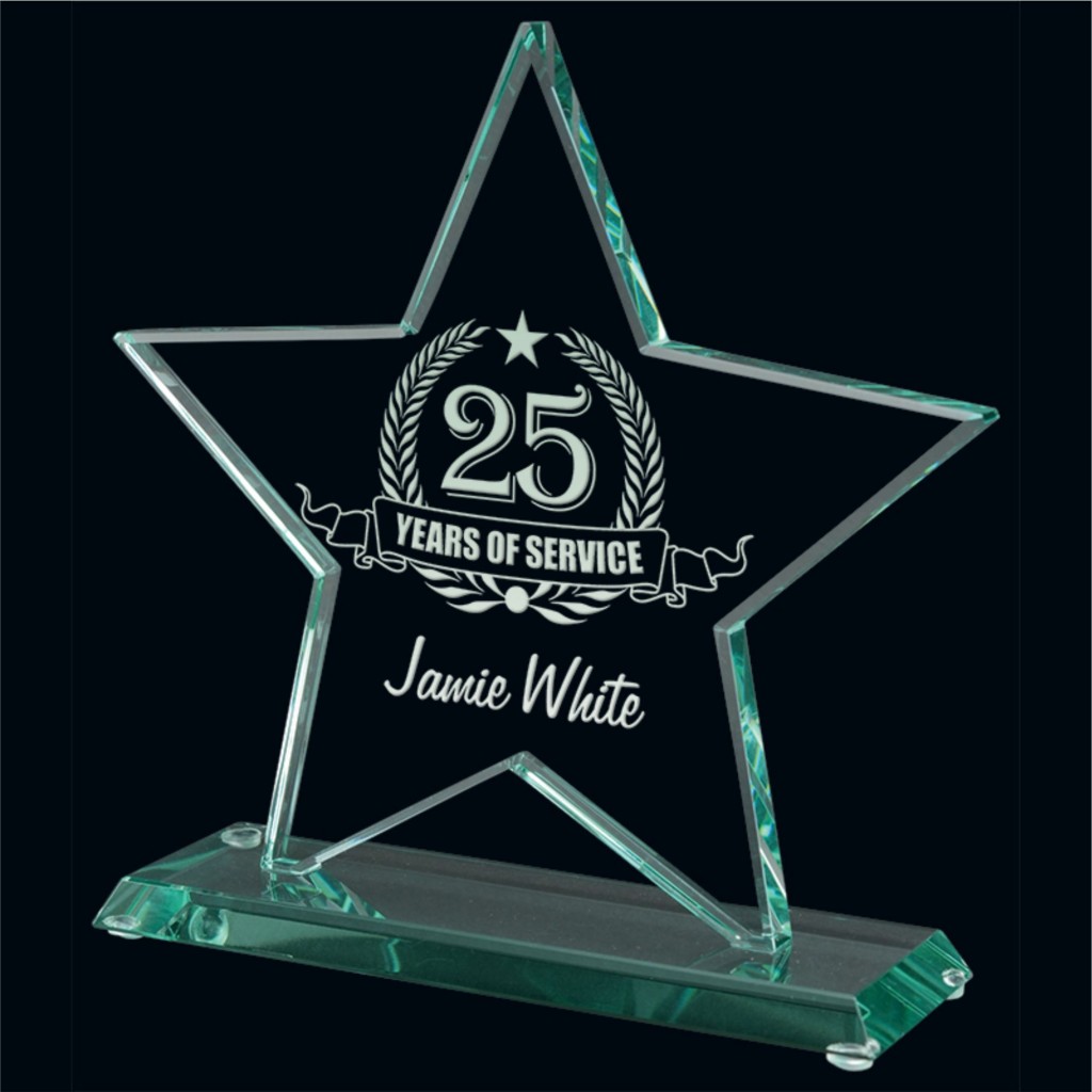 Trophée en Verre Personnalisé Appliques Sportives - Gravure gratuite